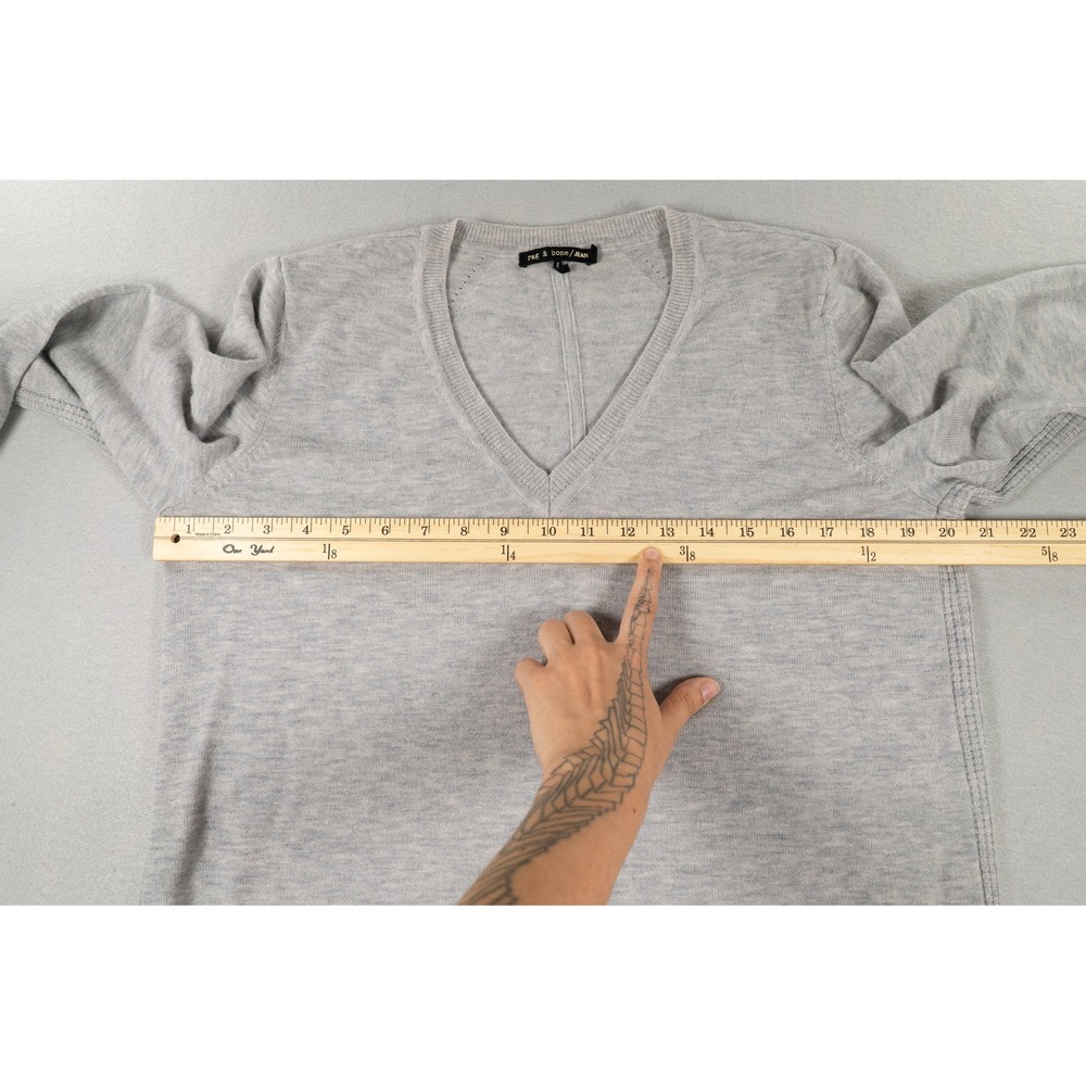 Rag & Bone Jean Mens Gray 100% Merino Wool V-Neck Sweater Size L - Picture 8 of 9